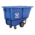 Rubbermaid Commercial Rotomolded Recycling Tilt Truck, Rectangular, Plastic with Steel Frame, 1 cu yd, 1,250 lb Cap, Blue 2089826